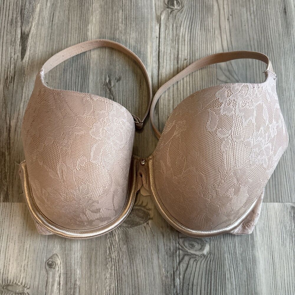 Le Mystere Bra 32DD Natural Lace Perfection T Shirt Bra Memory Foam Padded